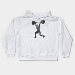 Gym Weightlifter man black and white Kids Hoodie